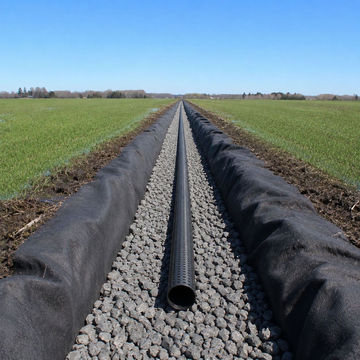 Geotextil para drenaje agr&iacute;cola y dren franc&eacute;s